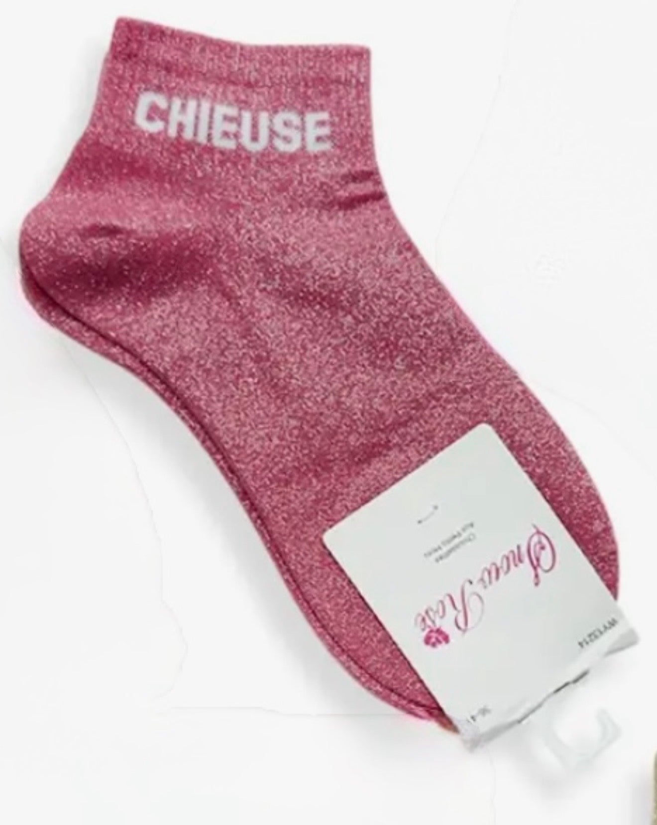 Chaussettes brillantes courtes CHIEUSE Rose