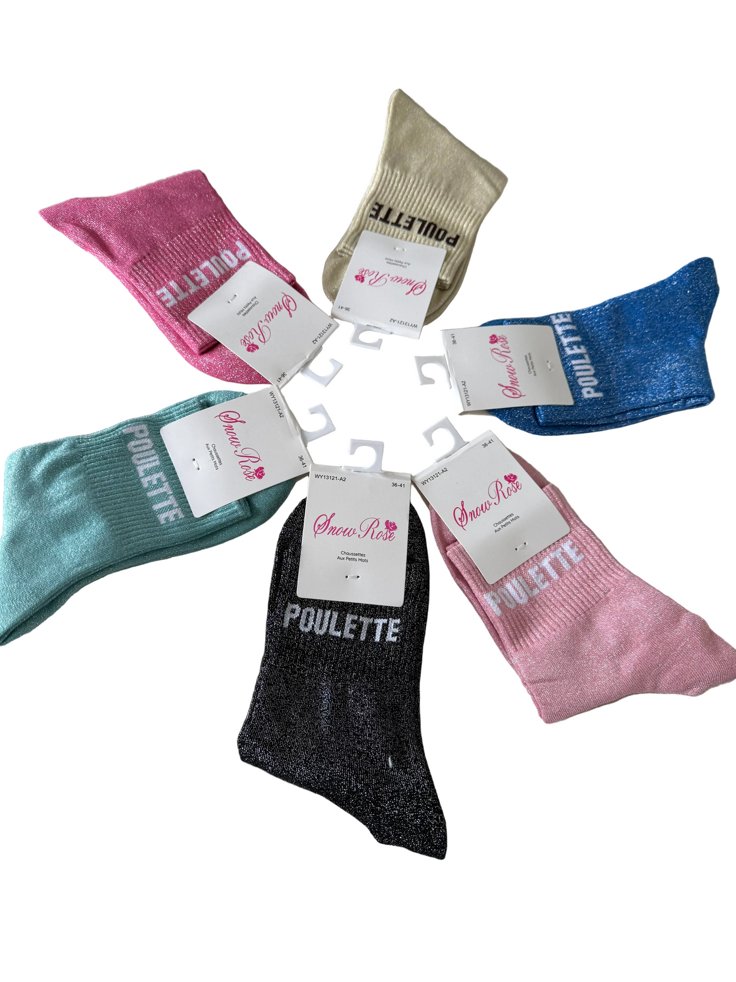 Chaussettes brillantes POULETTE bleu clair