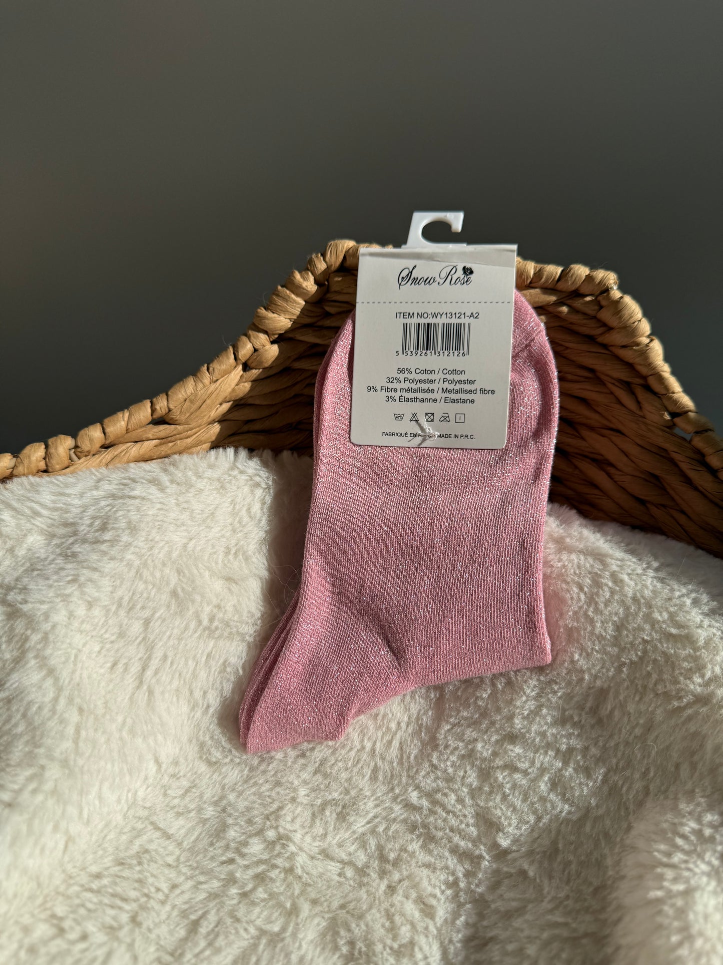 Chaussettes brillantes POULETTE Rose clair