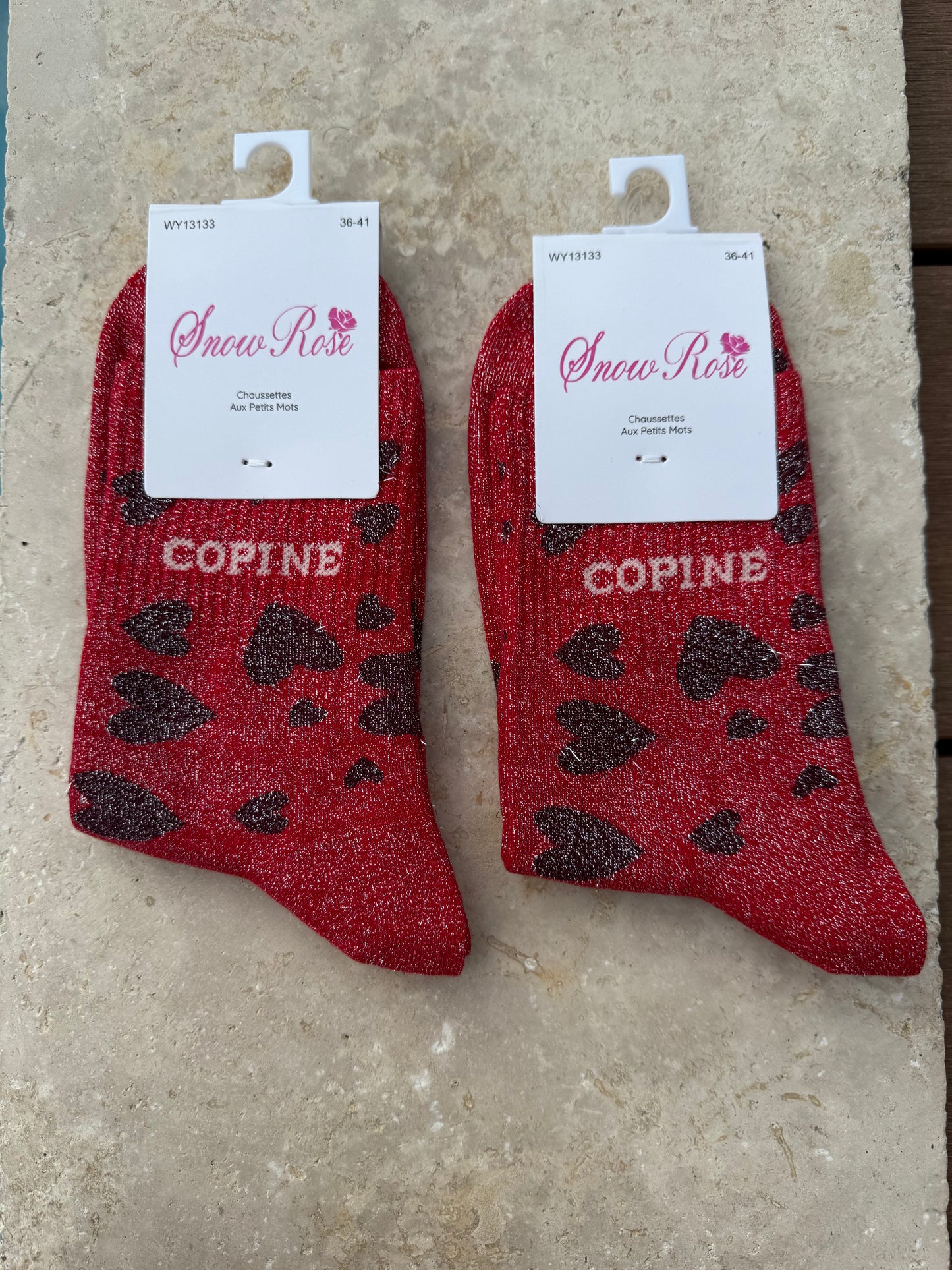 Chaussettes brillantes COPINE rouge