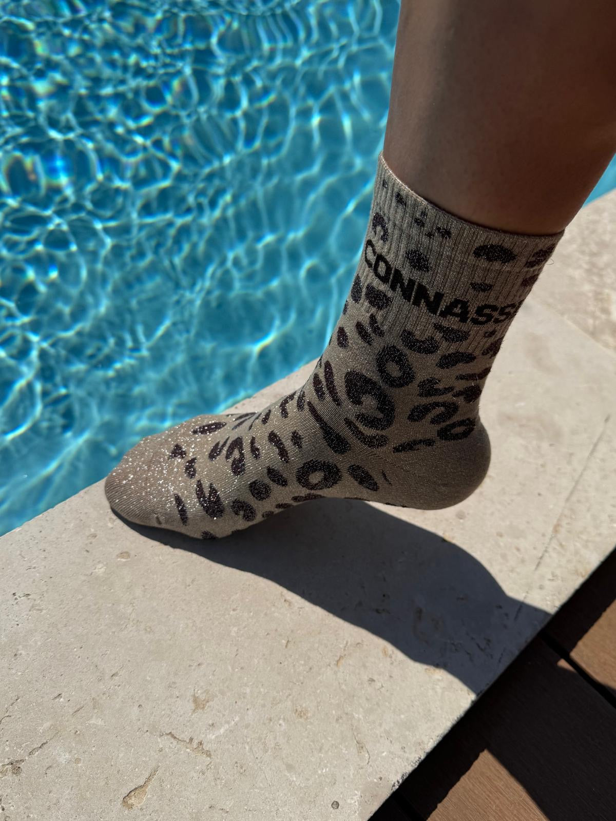 Chaussettes brillantes CONNASSE  beige