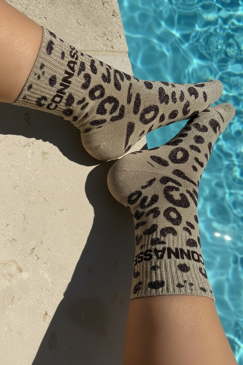 Chaussettes brillantes CONNASSE  beige