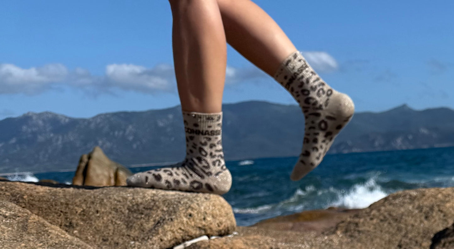 Chaussettes brillantes CONNASSE  beige