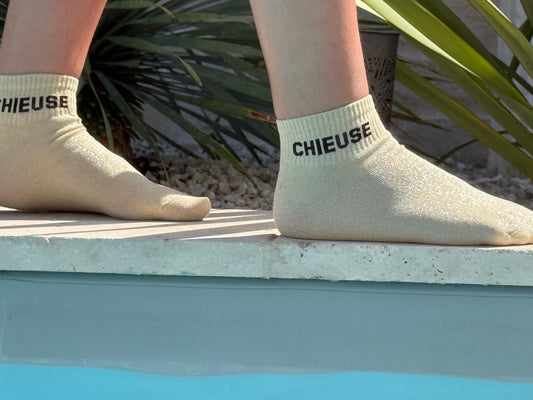 Chaussettes brillantes courtes CHIEUSE Or