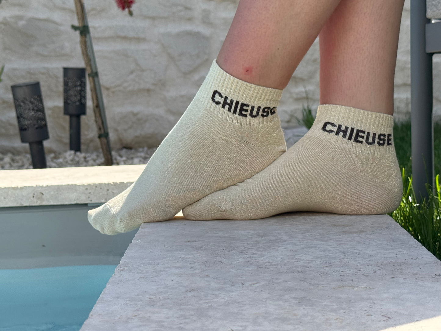 Chaussettes brillantes courtes CHIEUSE Or