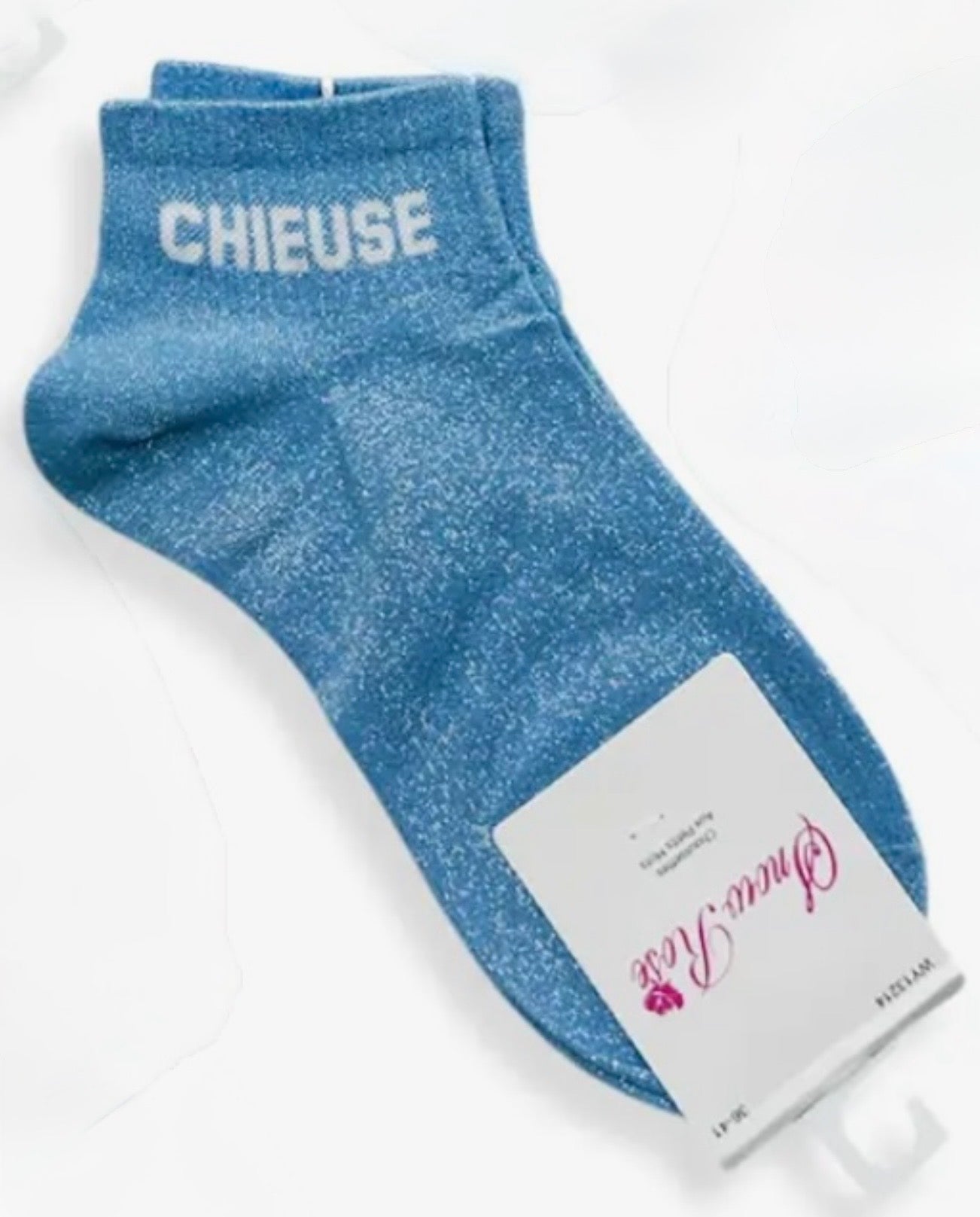 Chaussettes brillantes courtes CHIEUSE bleu
