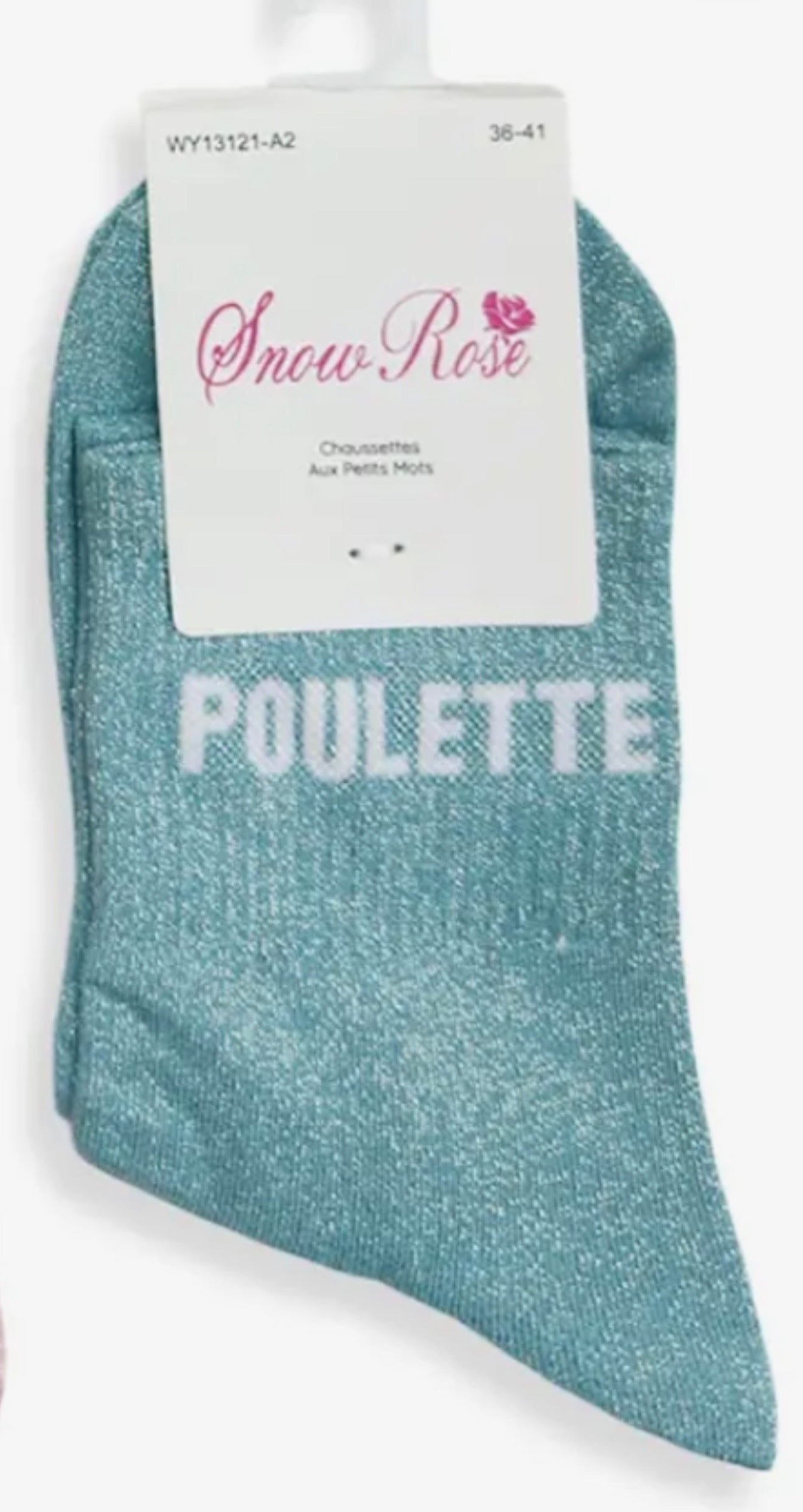 Chaussettes brillantes POULETTE bleu clair