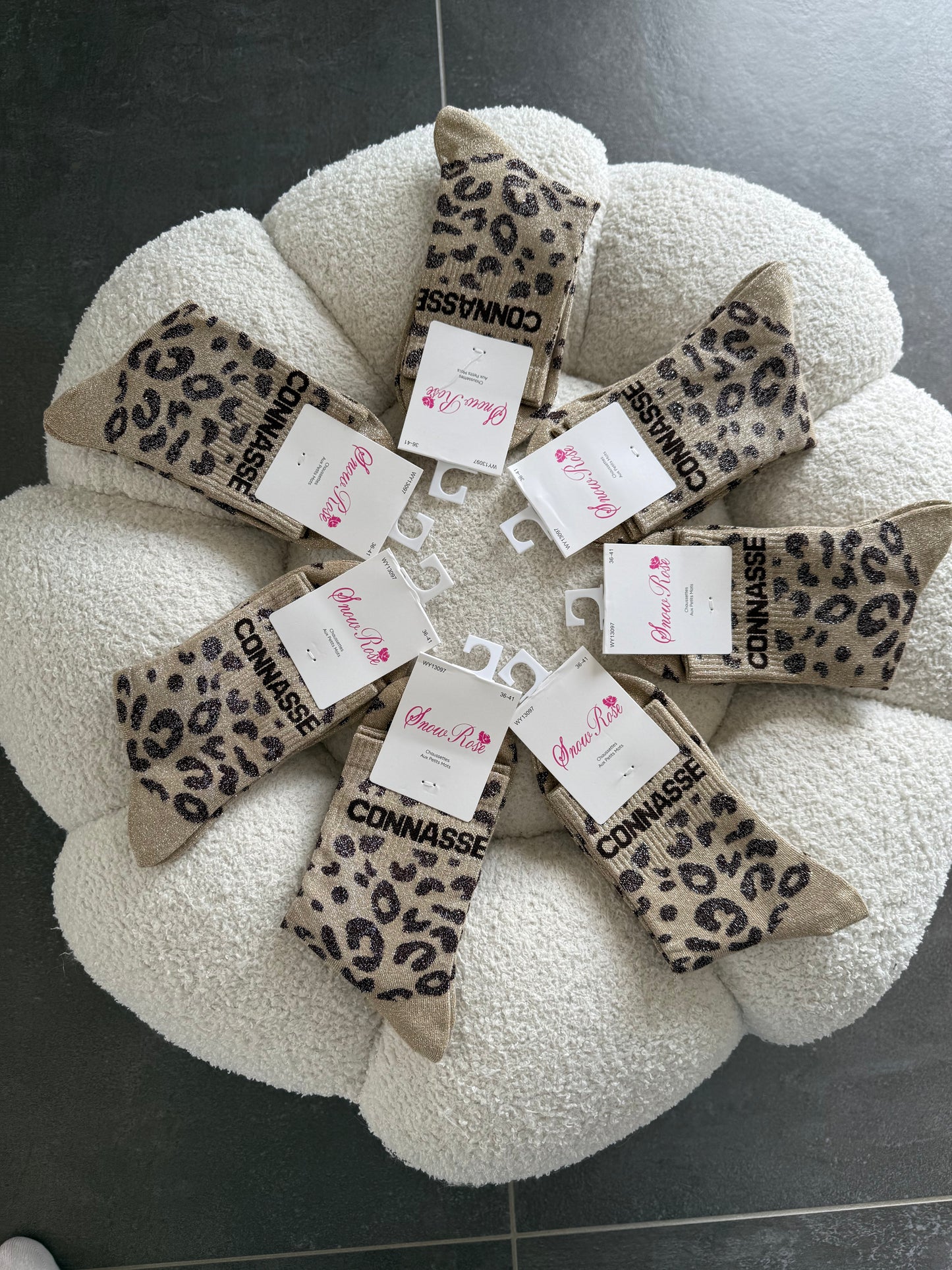Chaussettes brillantes CONNASSE  beige