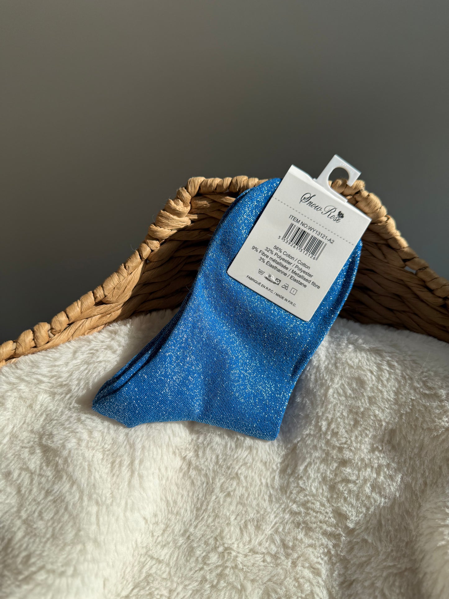 Chaussettes brillantes POULETTE  Bleu roi