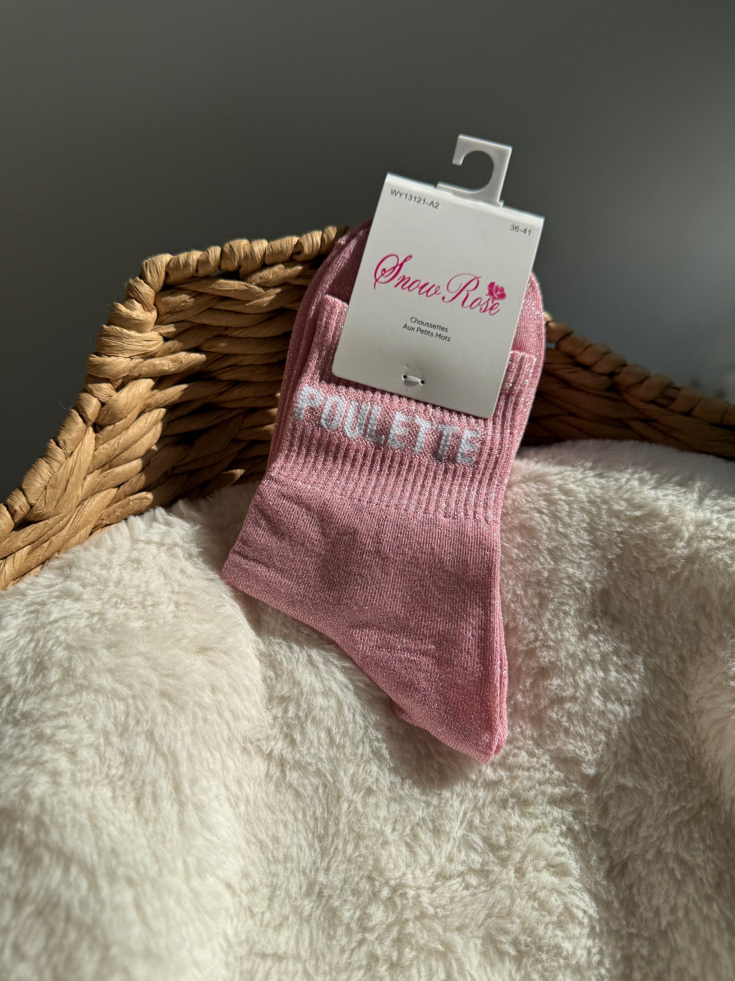 Chaussettes brillantes  POULETTE Rose clair