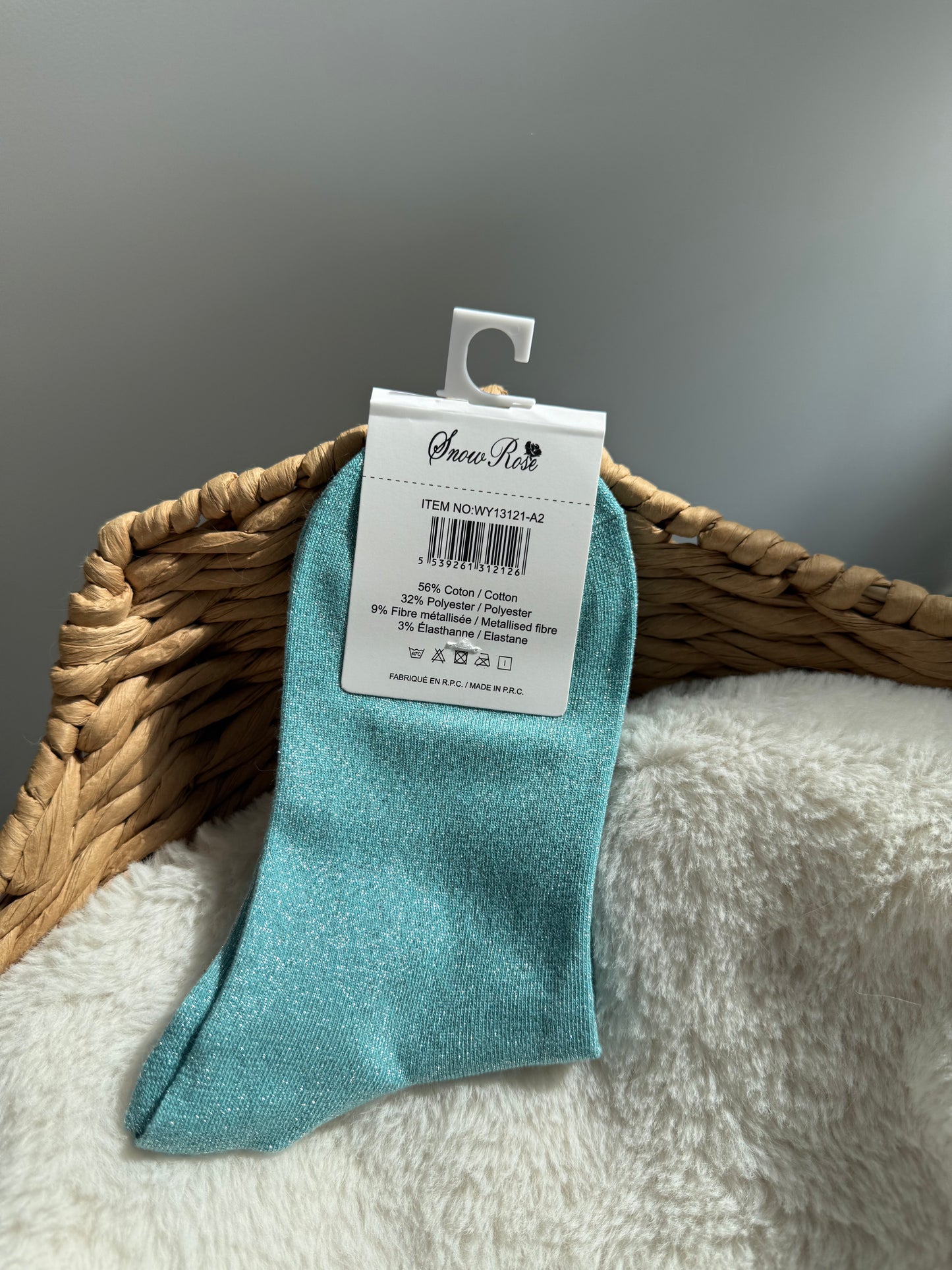 Chaussettes brillantes POULETTE bleu clair