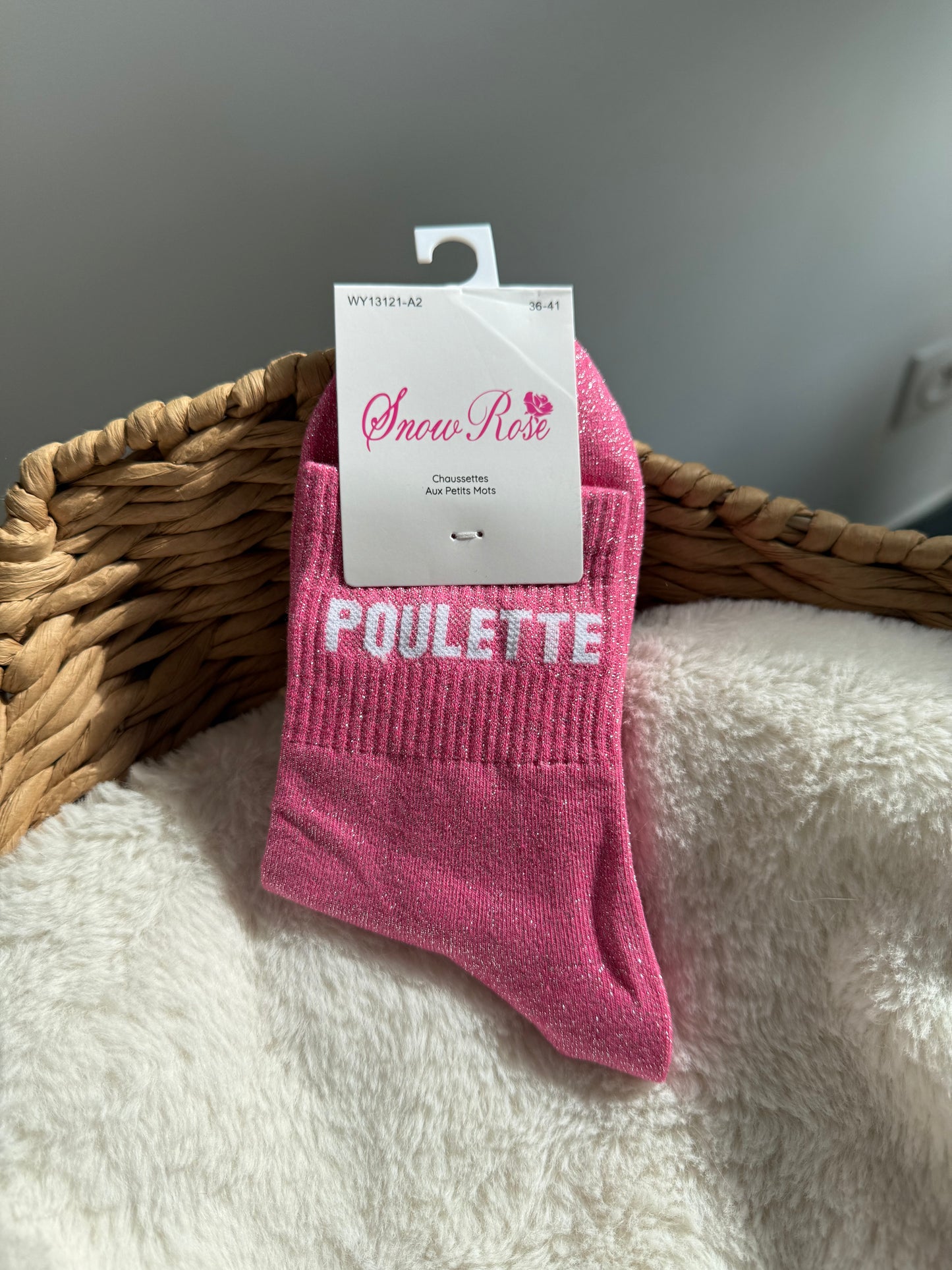 Chaussettes brillantes  POULETTE Rose
