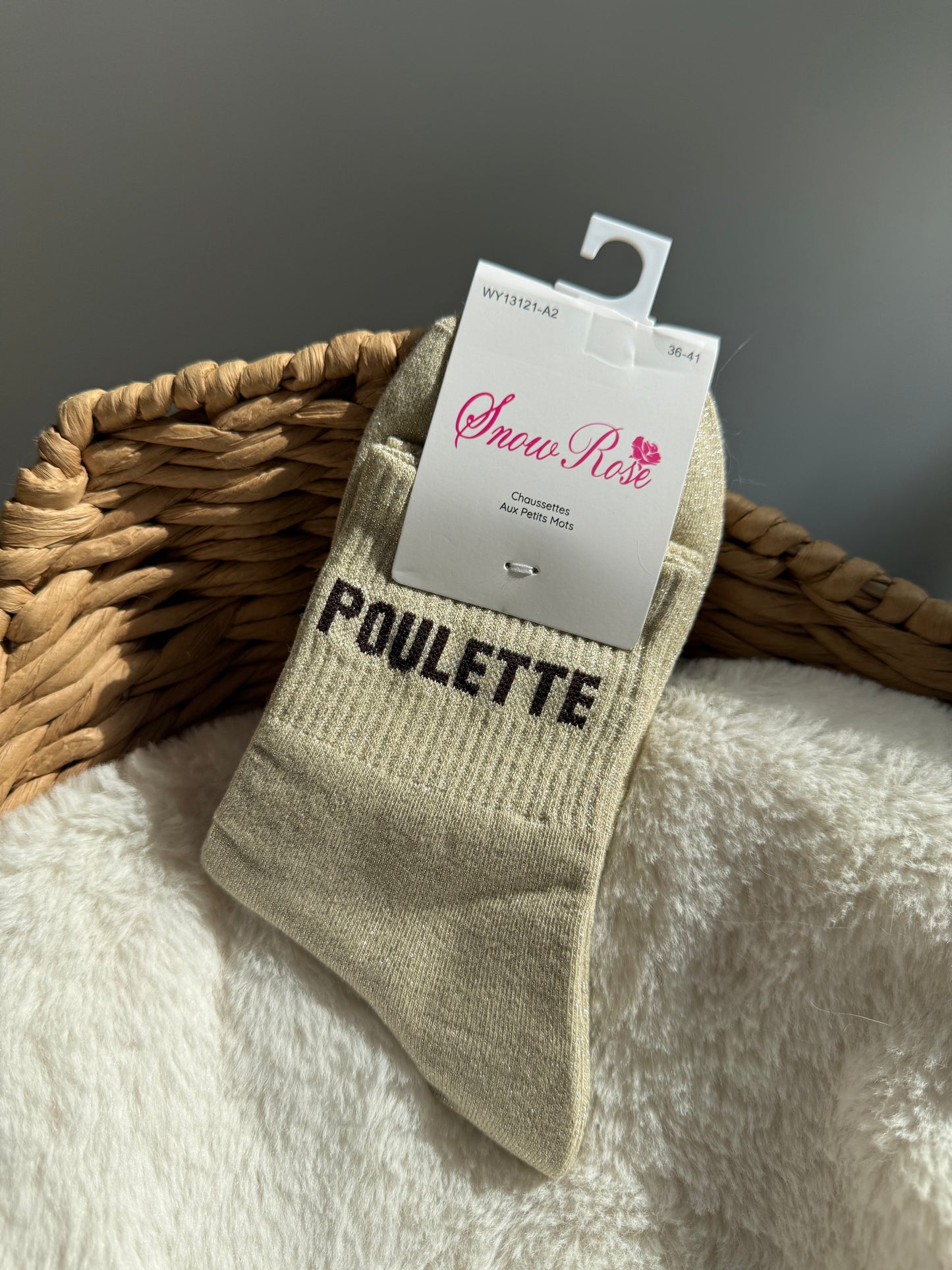 Chaussettes brillantes POULETTE  beige