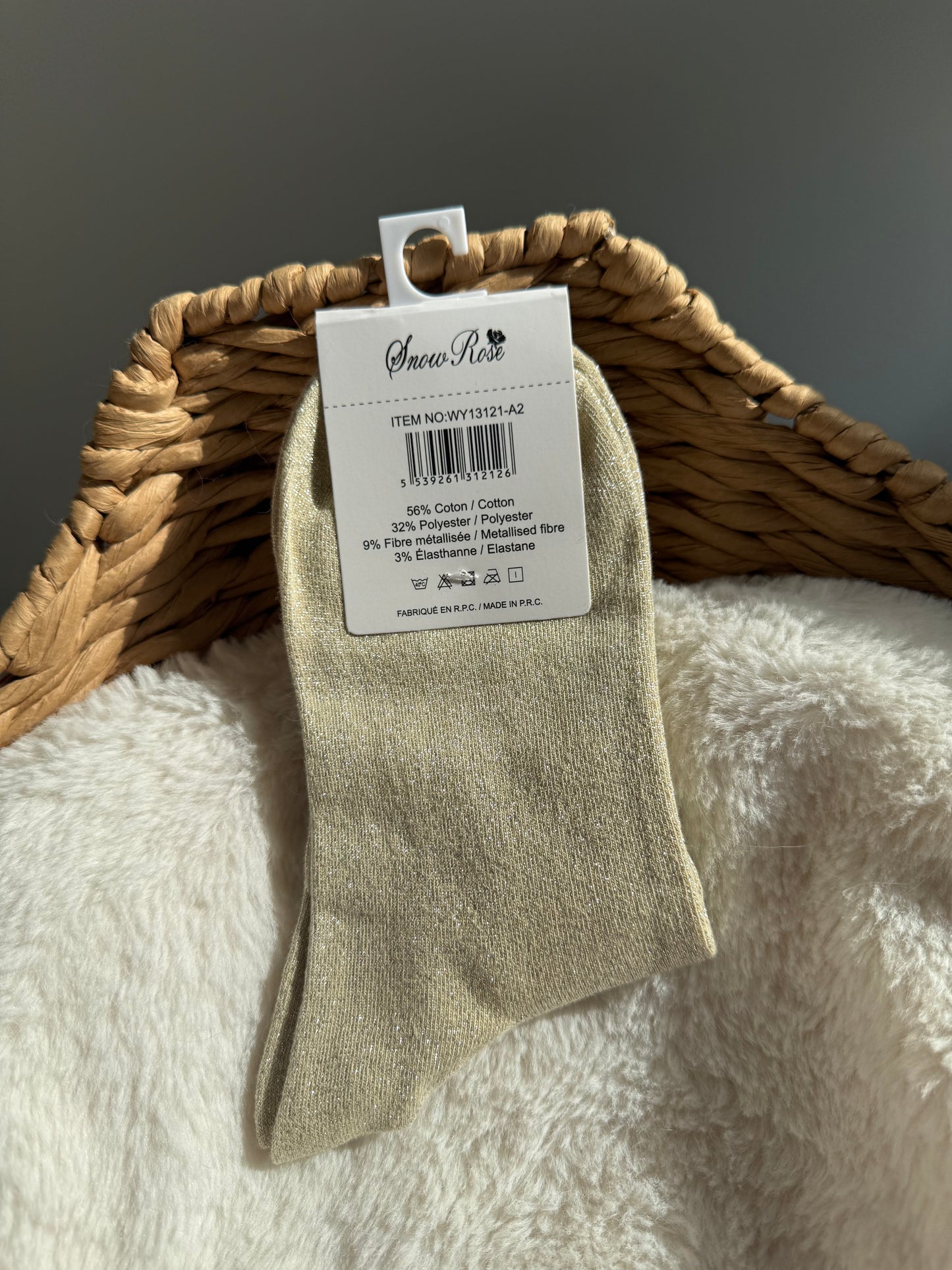 Chaussettes brillantes POULETTE  beige