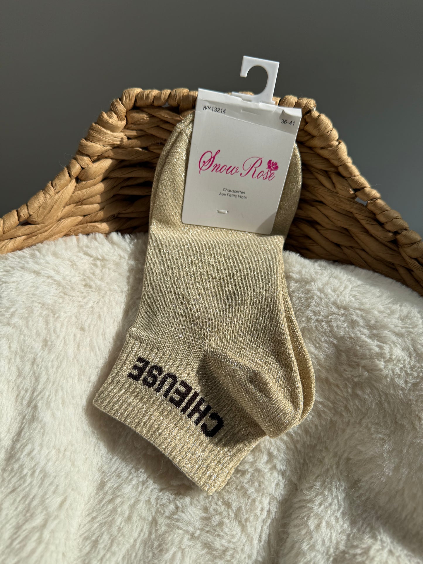 Chaussettes brillantes courtes CHIEUSE Or