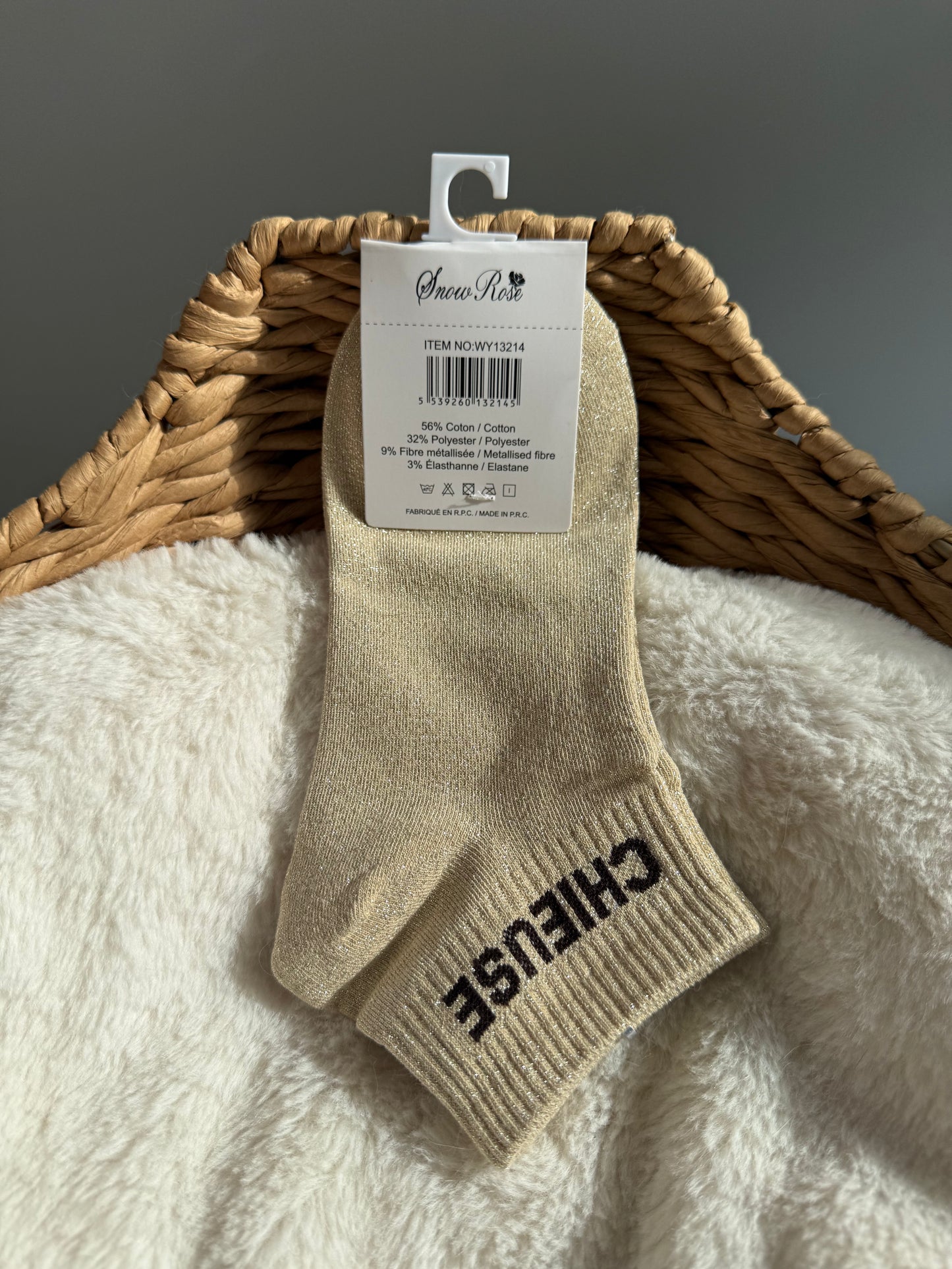 Chaussettes brillantes courtes CHIEUSE Or
