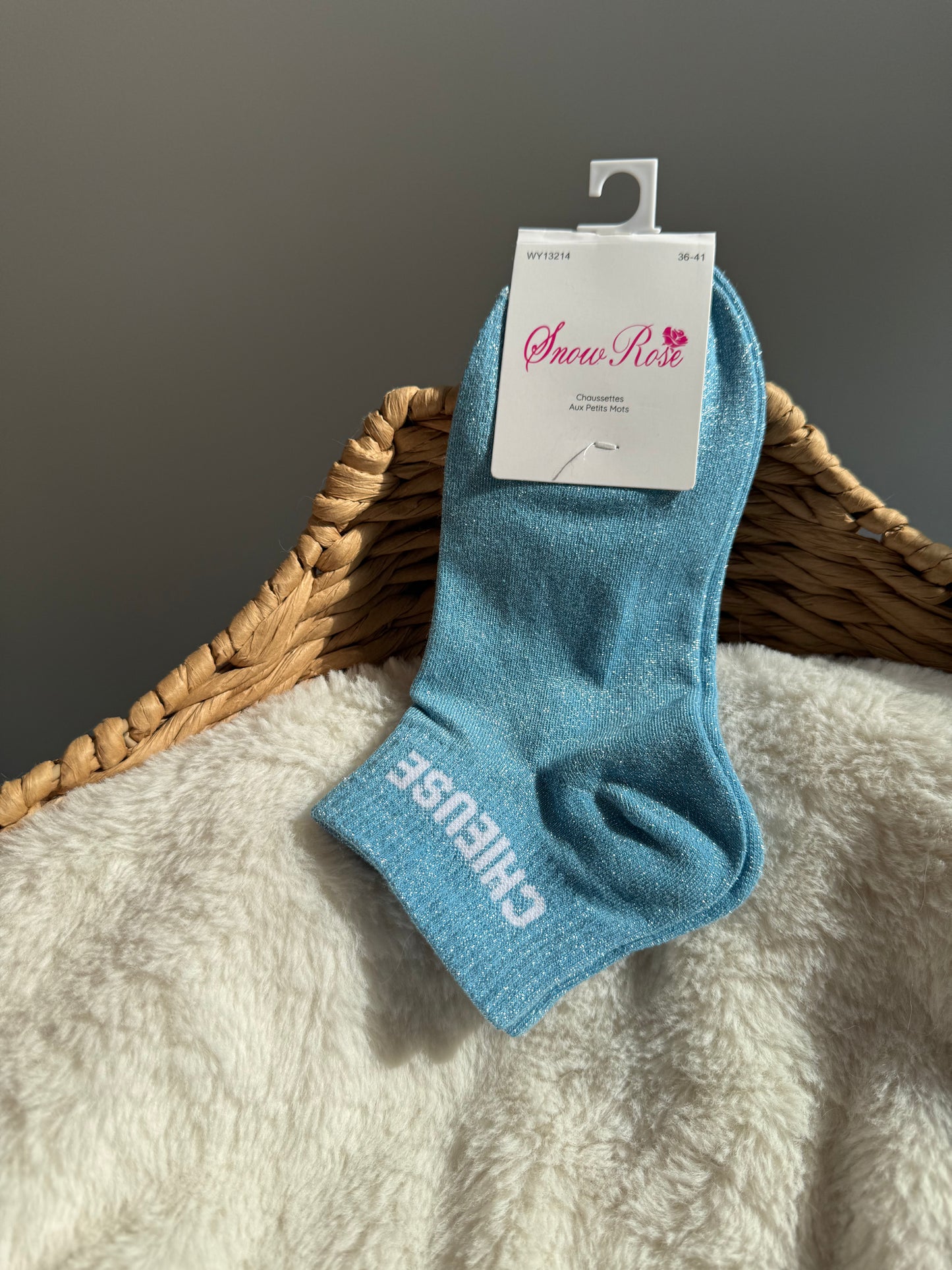 Chaussettes brillantes courtes CHIEUSE bleu