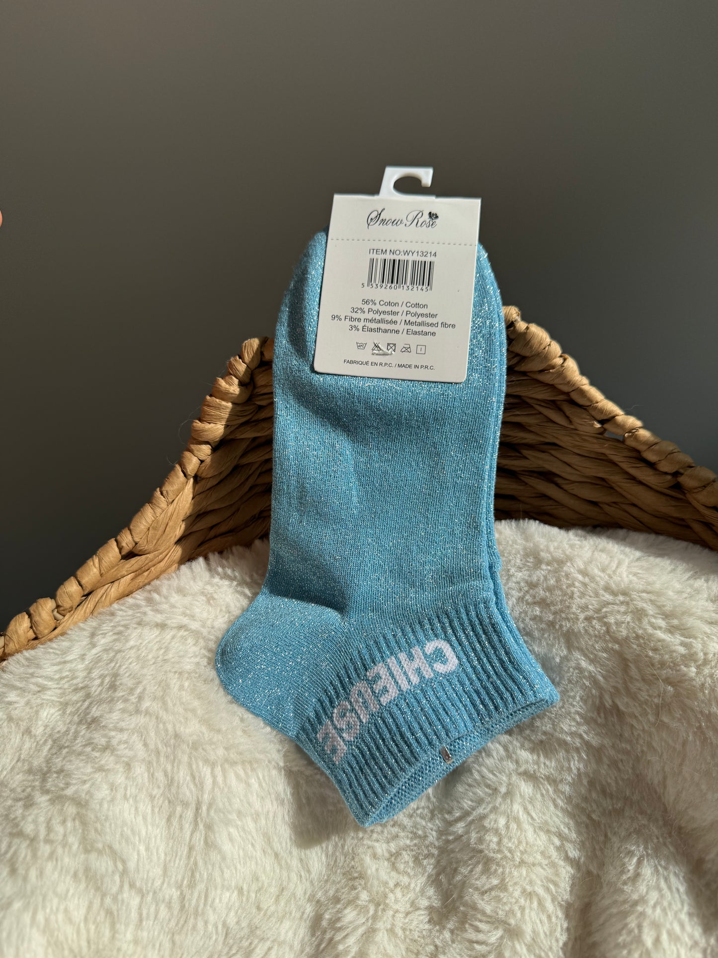 Chaussettes brillantes courtes CHIEUSE bleu