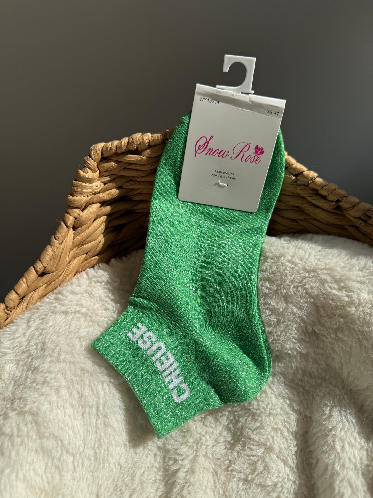 Chaussettes brillantes courtes CHIEUSE vert