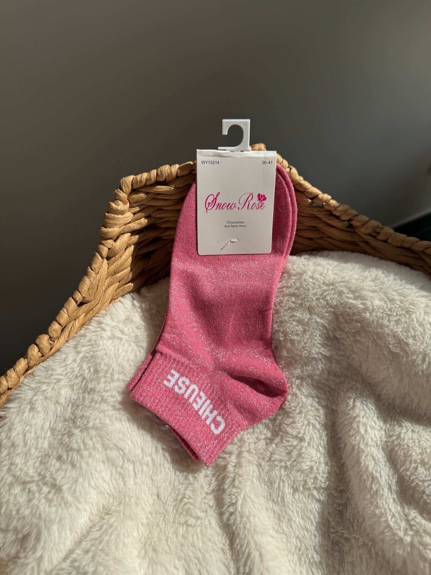 Chaussettes brillantes courtes CHIEUSE Rose