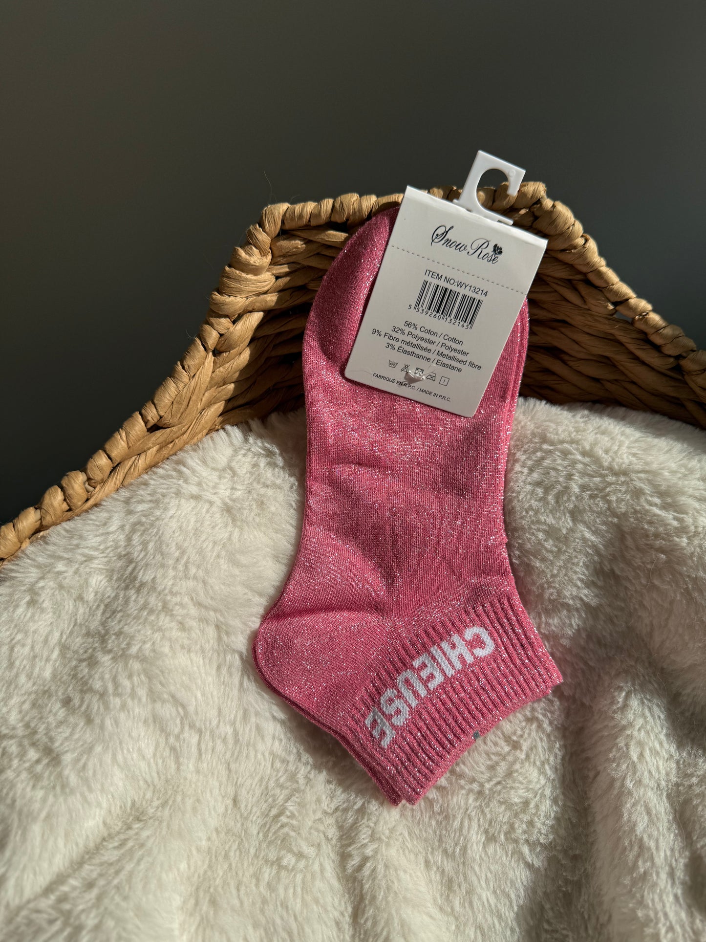 Chaussettes brillantes courtes CHIEUSE Rose