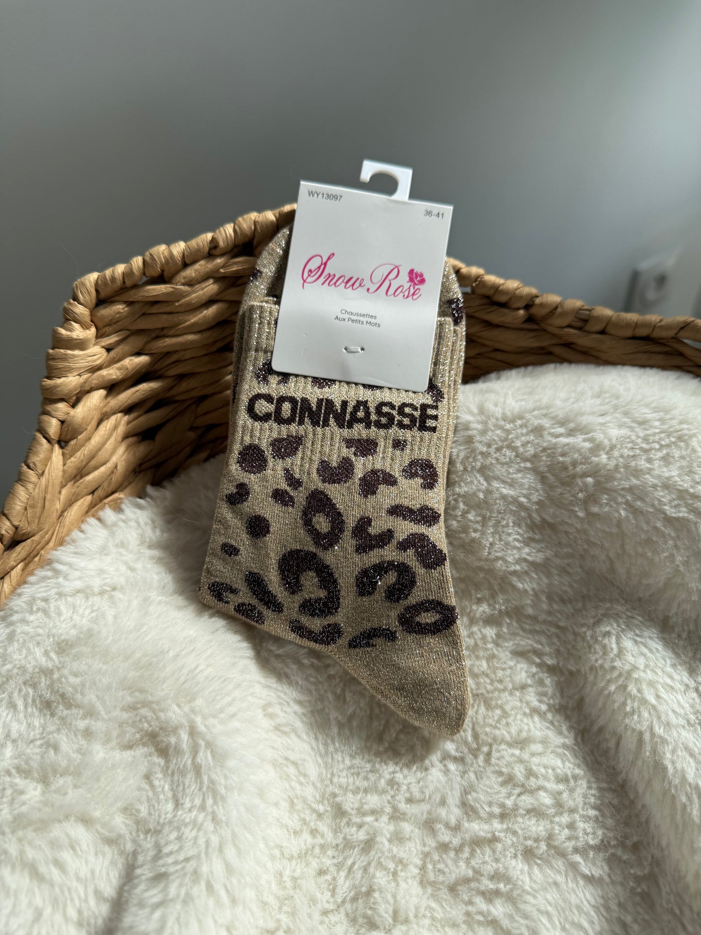 Chaussettes brillantes CONNASSE  beige