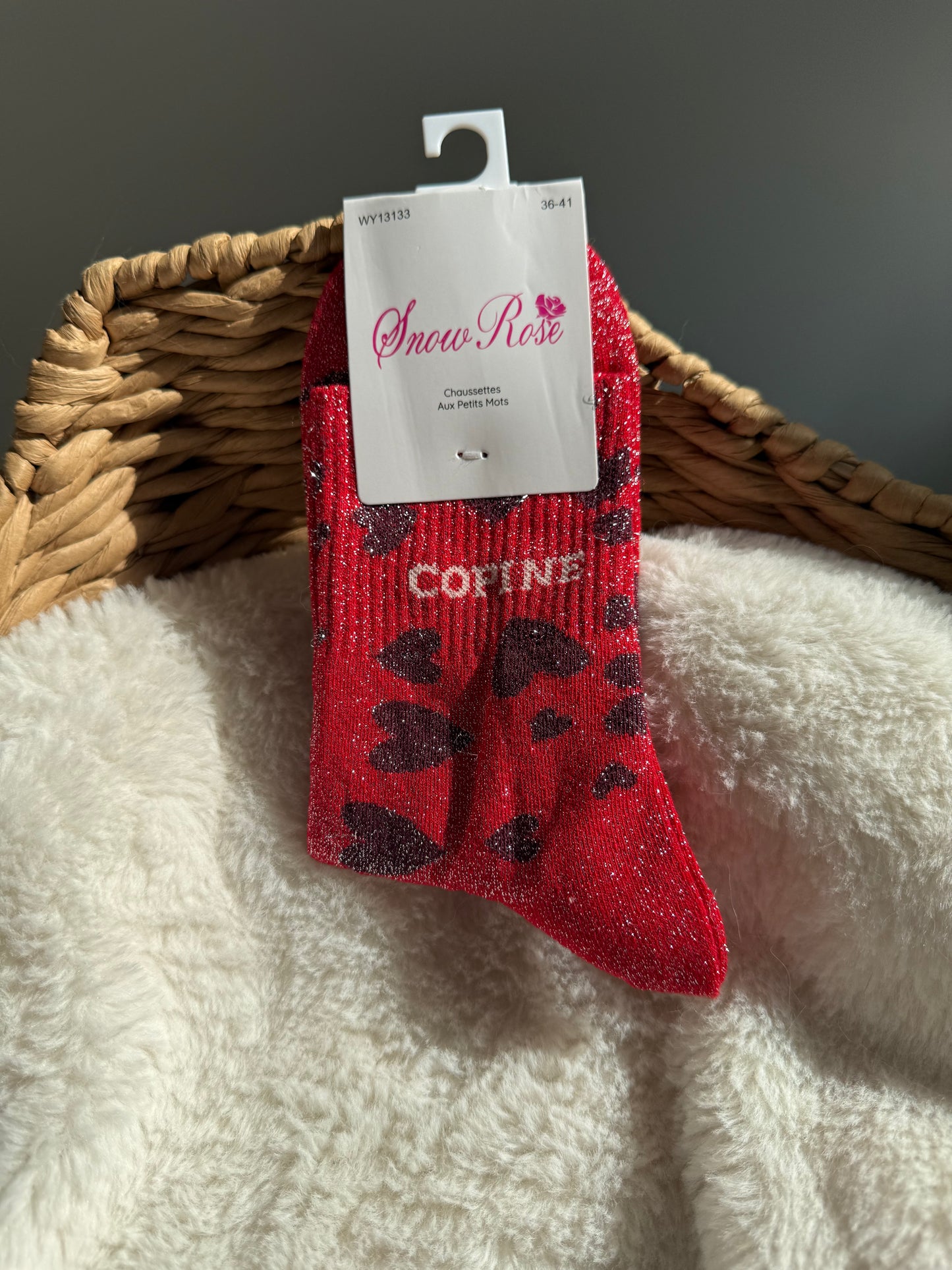 Chaussettes brillantes COPINE rouge