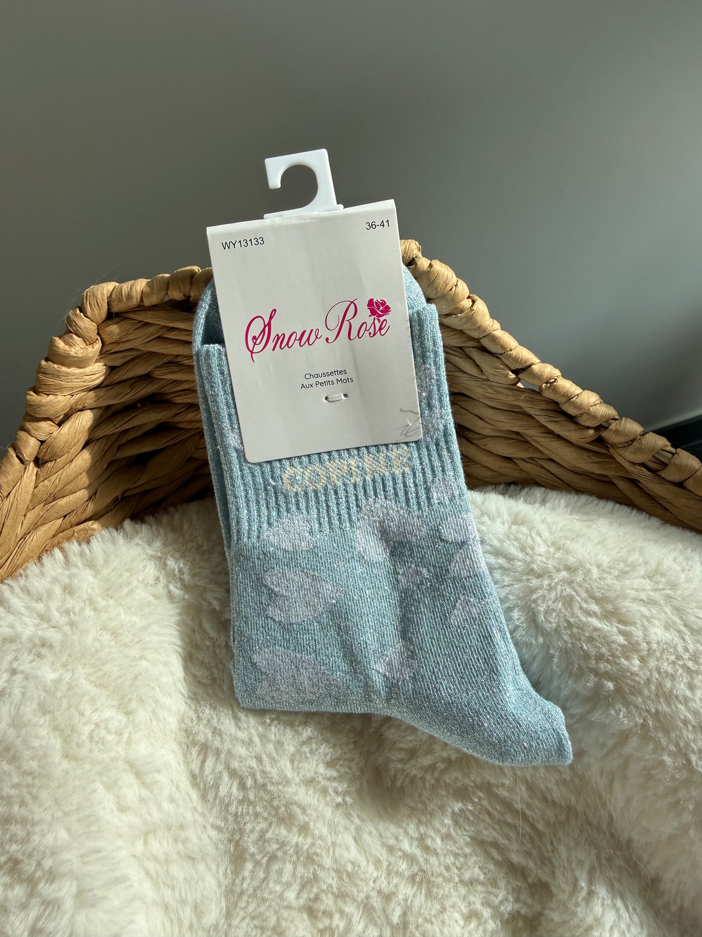 Chaussettes brillantes COPINE bleu ciel