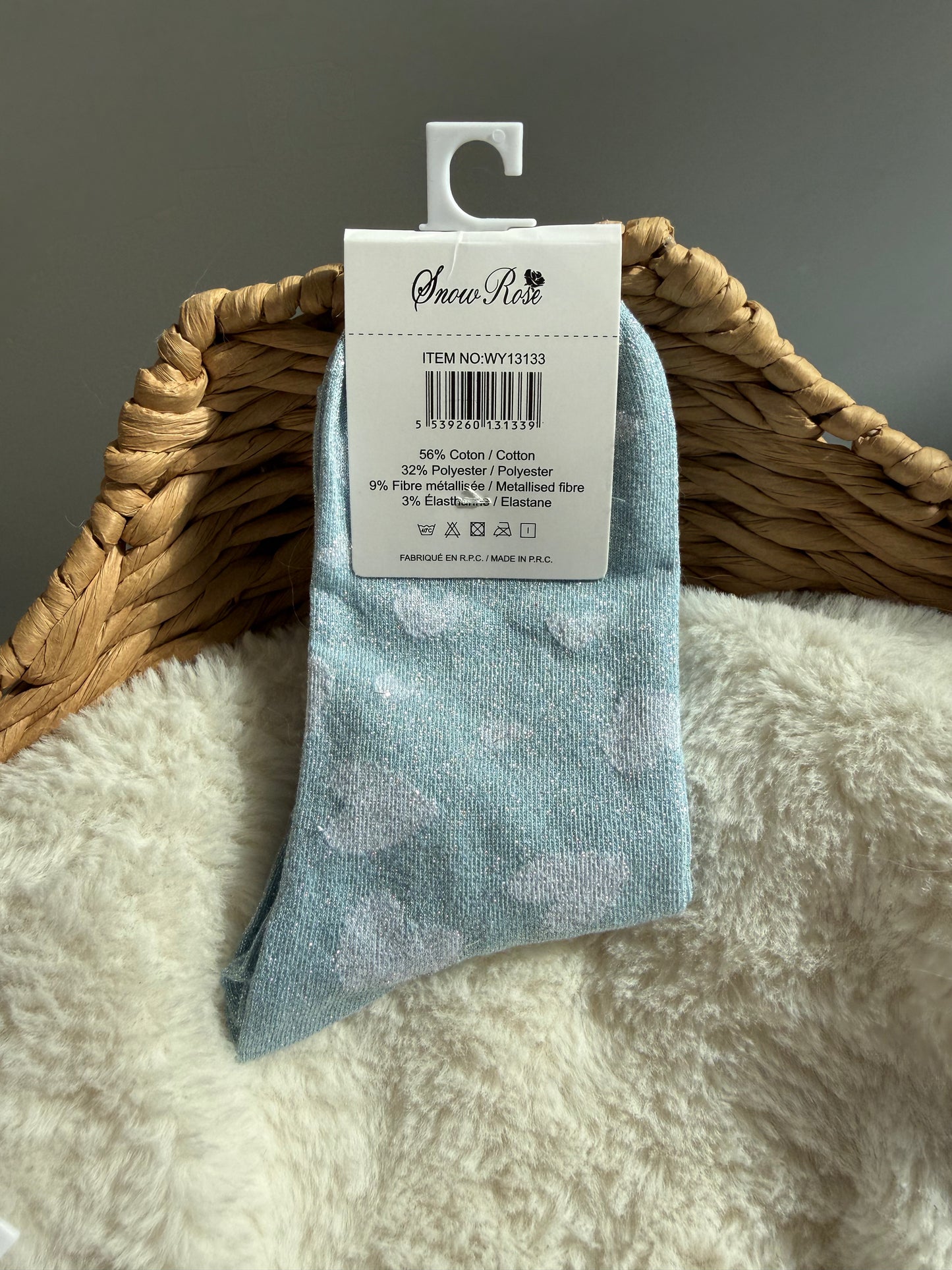 Chaussettes brillantes COPINE bleu ciel