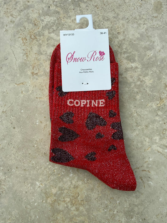 Chaussettes brillantes COPINE rouge
