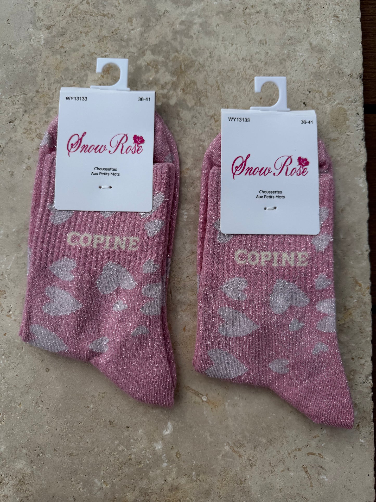 Chaussettes brillantes COPINE rose
