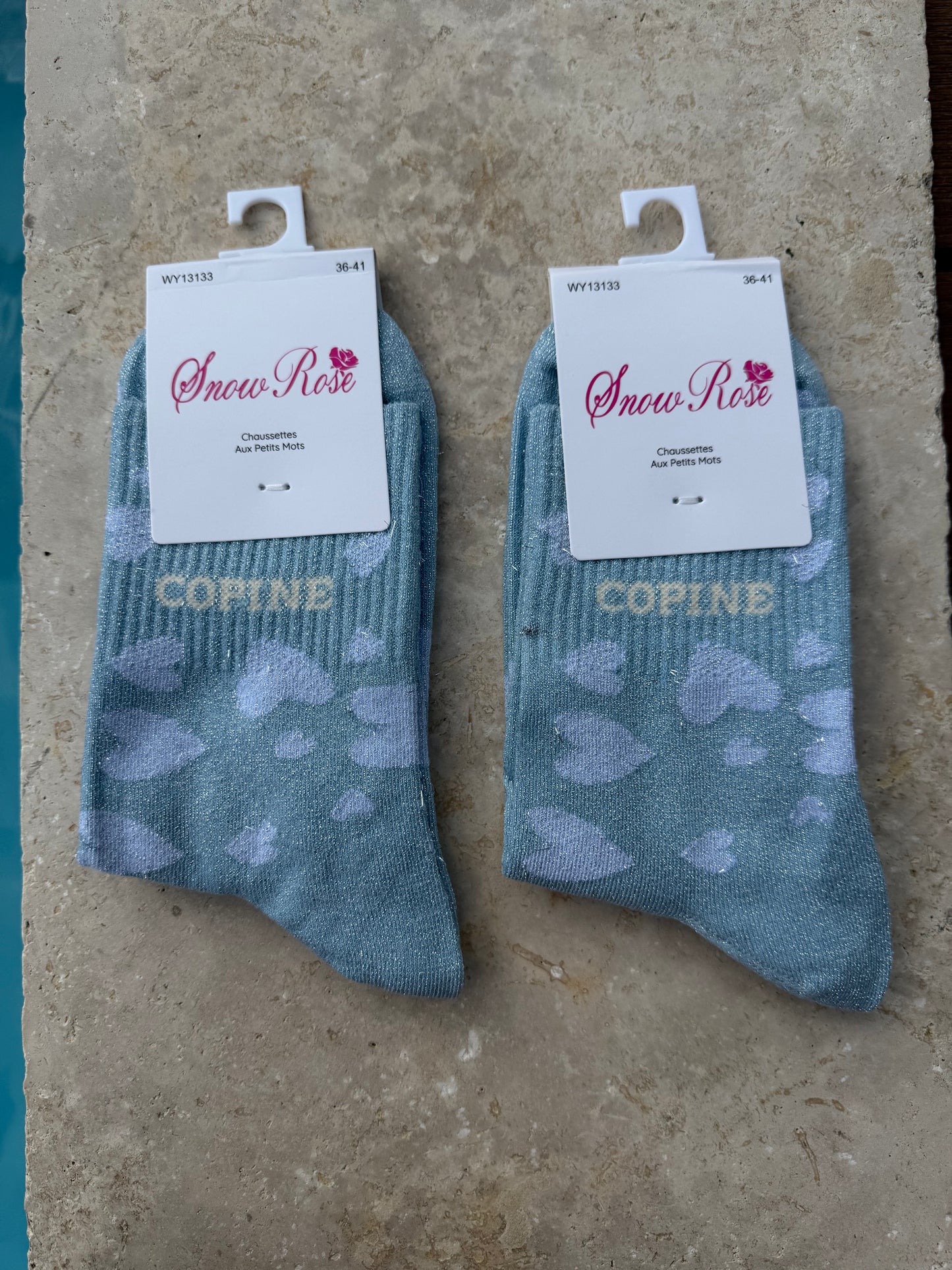 Chaussettes brillantes COPINE bleu ciel