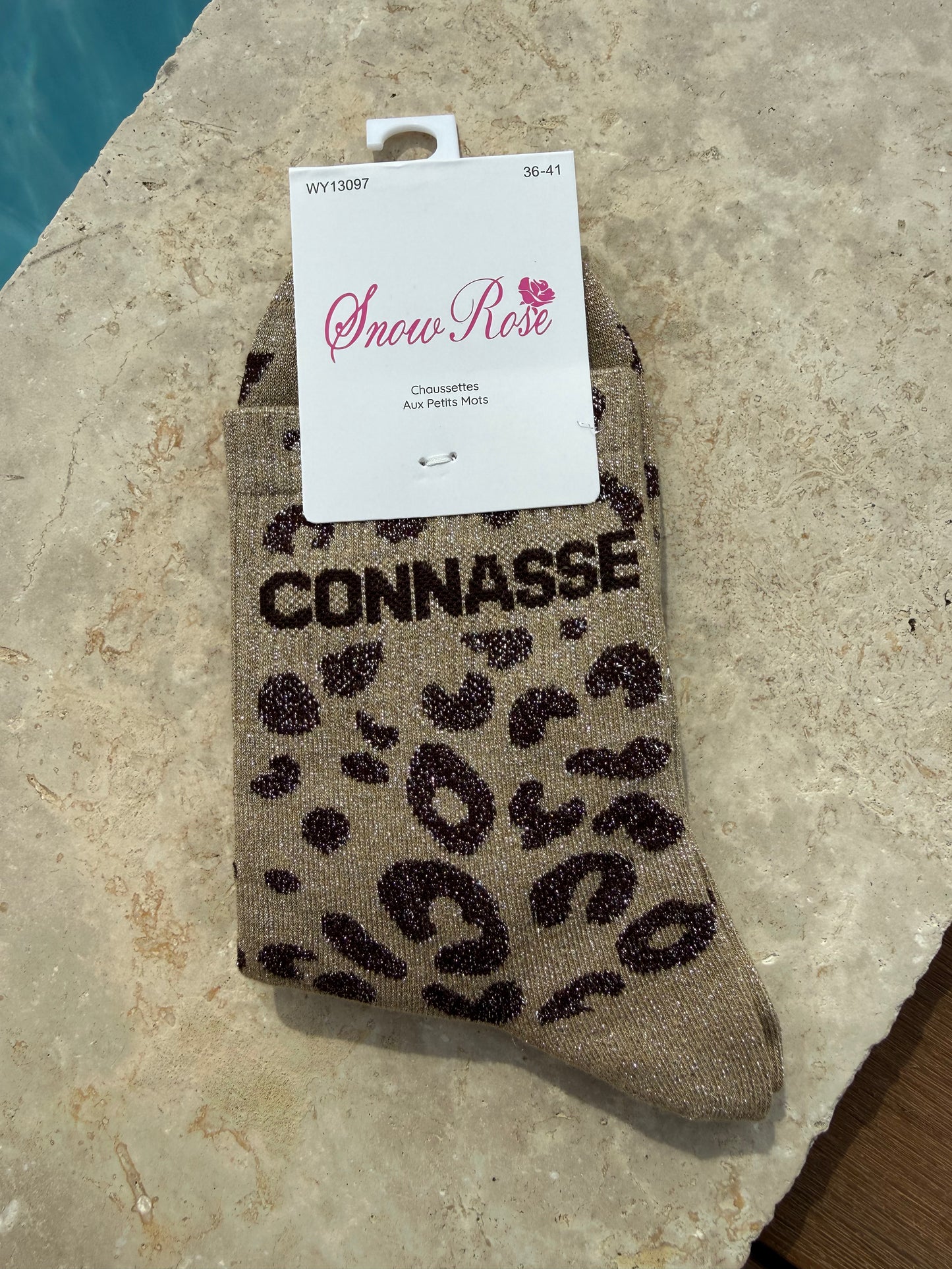 Chaussettes brillantes CONNASSE  beige