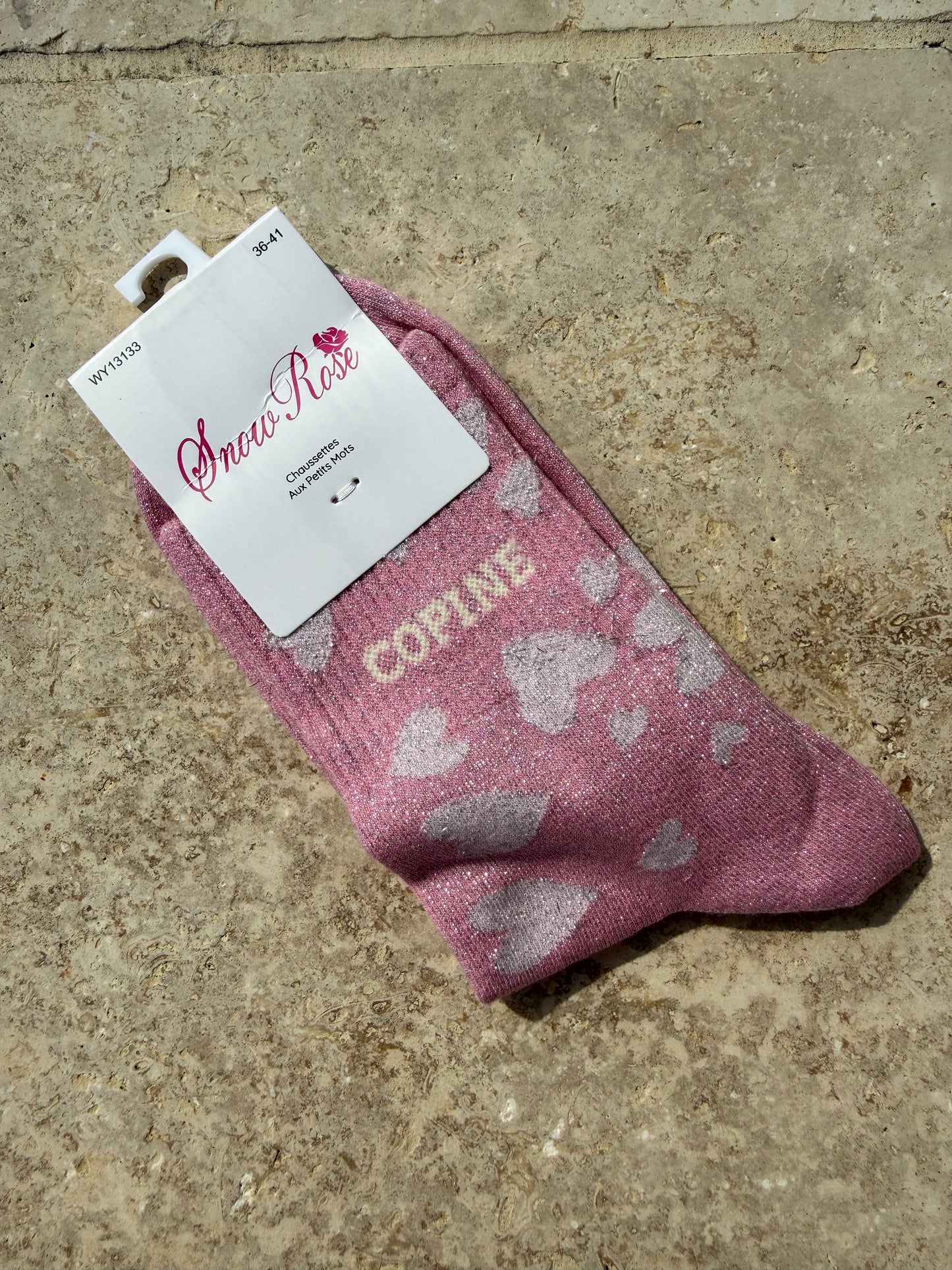 Chaussettes brillantes COPINE rose