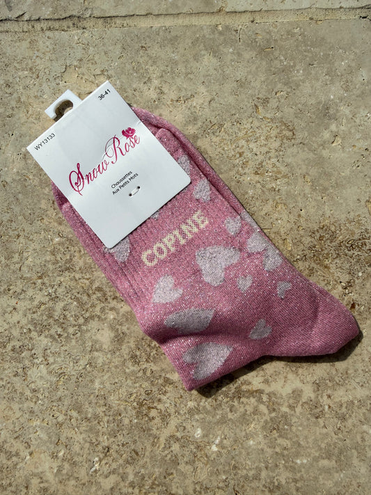 Chaussettes brillantes COPINE rose