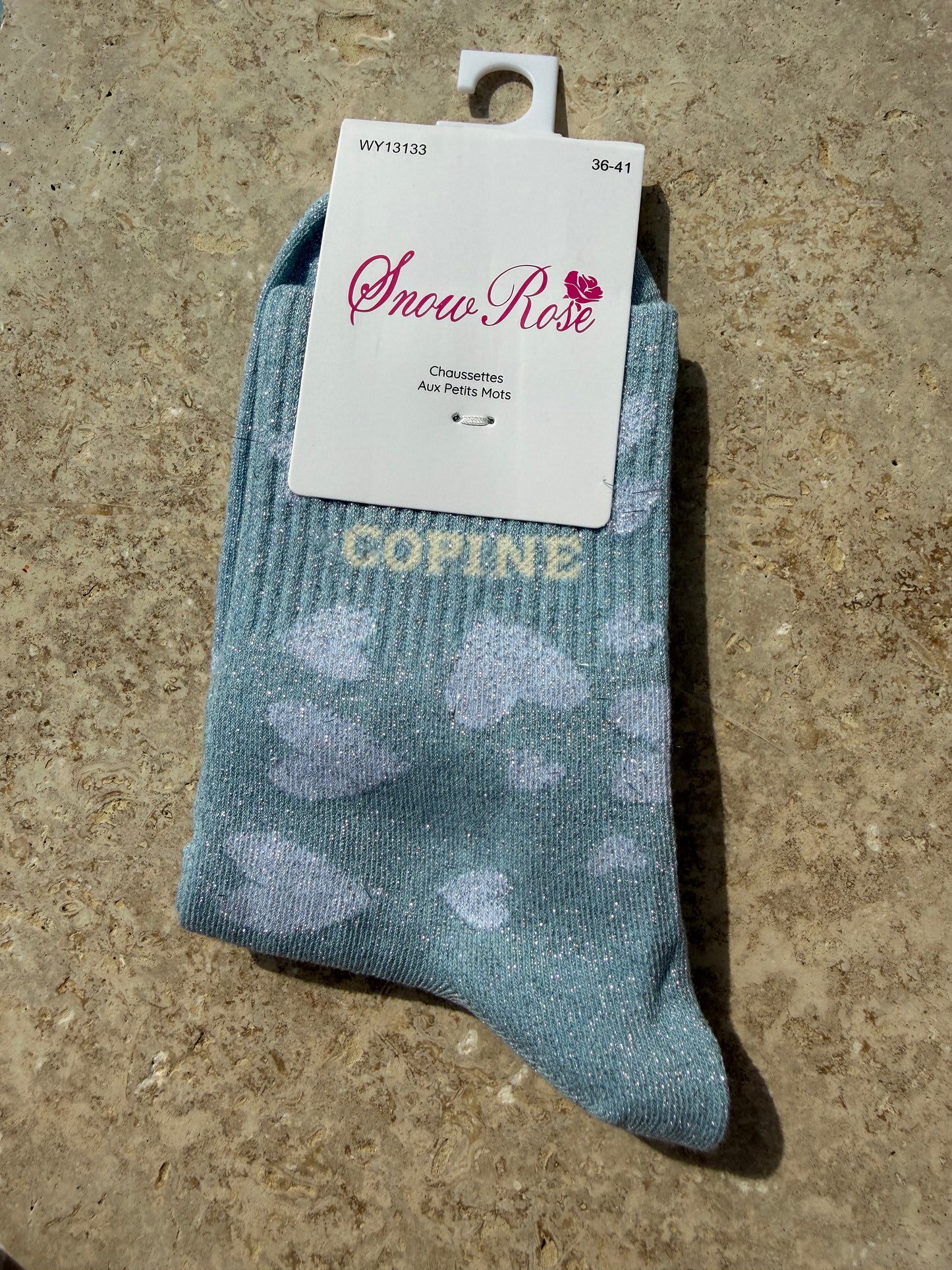 Chaussettes brillantes COPINE bleu ciel