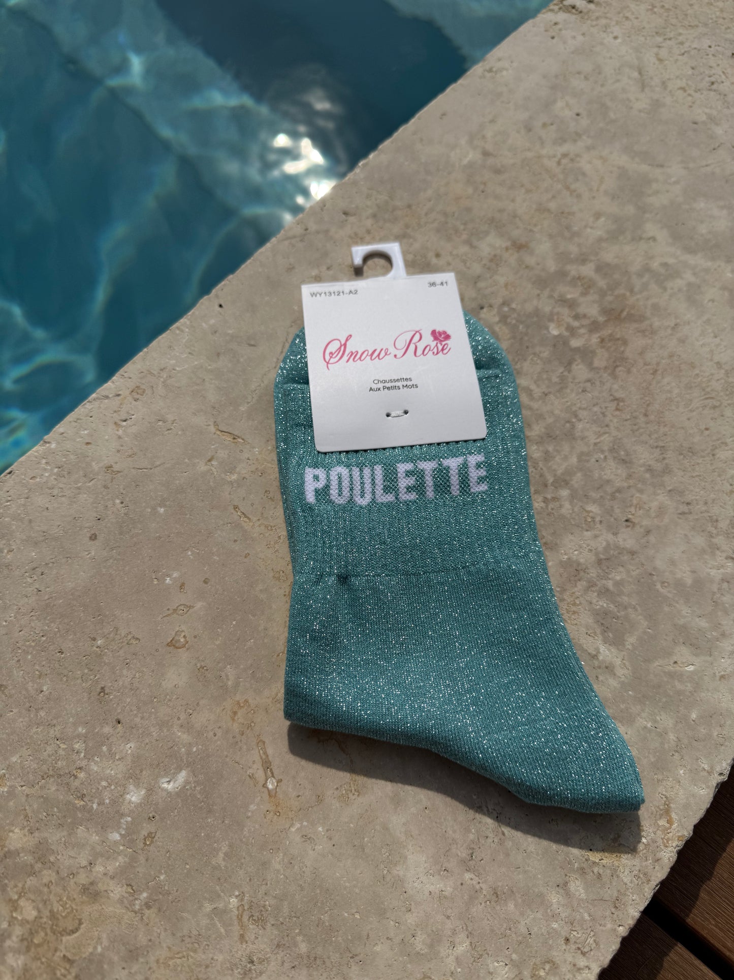 Chaussettes brillantes POULETTE bleu clair