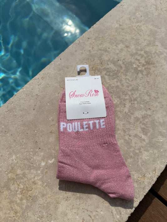 Chaussettes brillantes  POULETTE Rose clair