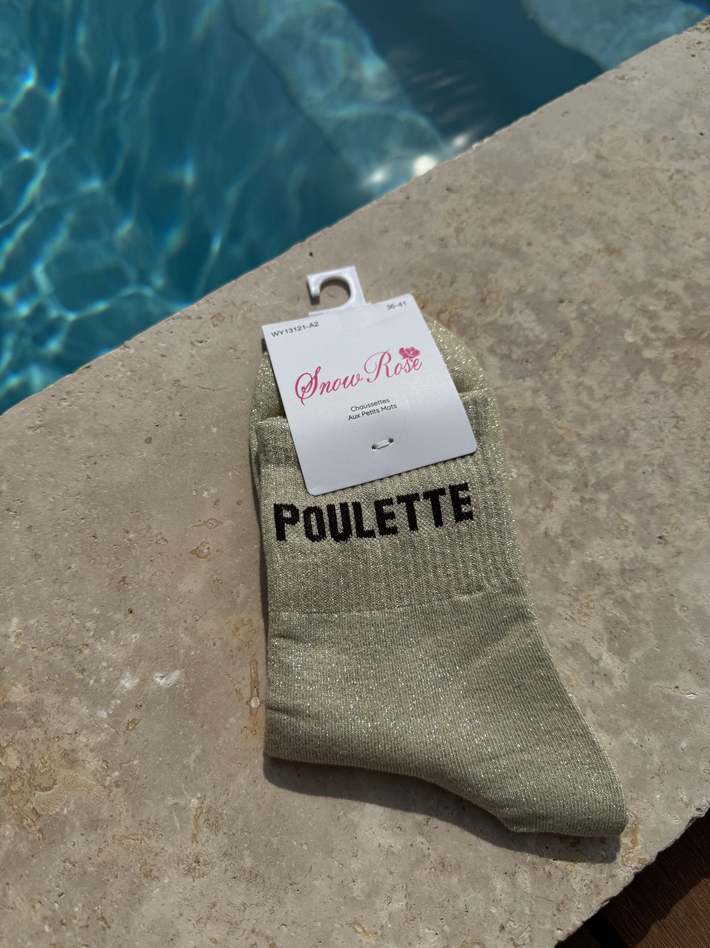 Chaussettes brillantes POULETTE  beige