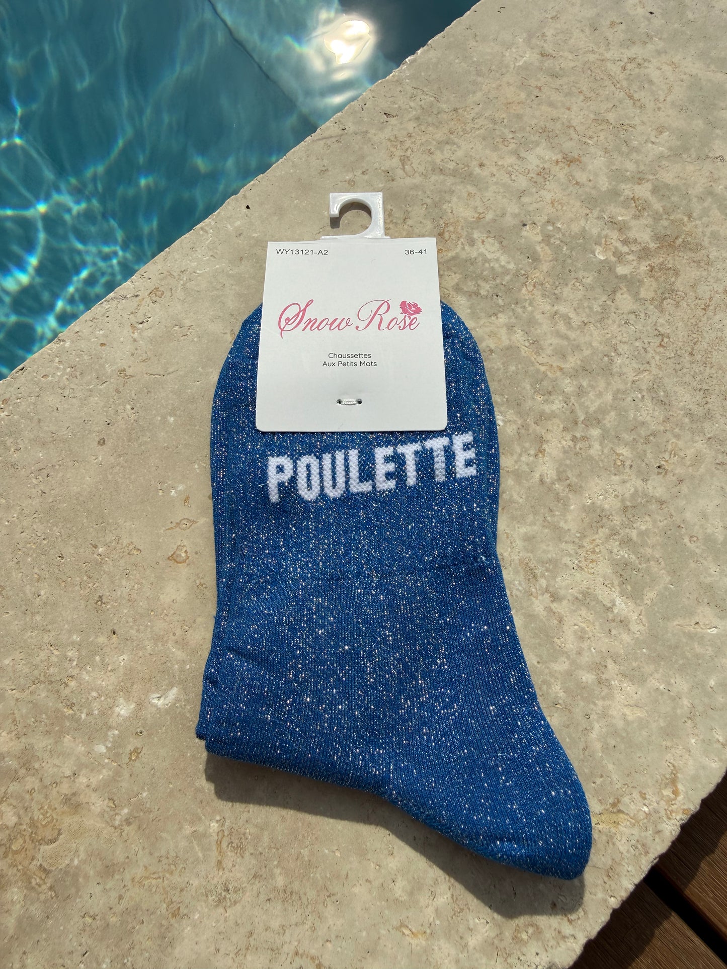 Chaussettes brillantes POULETTE  Bleu roi