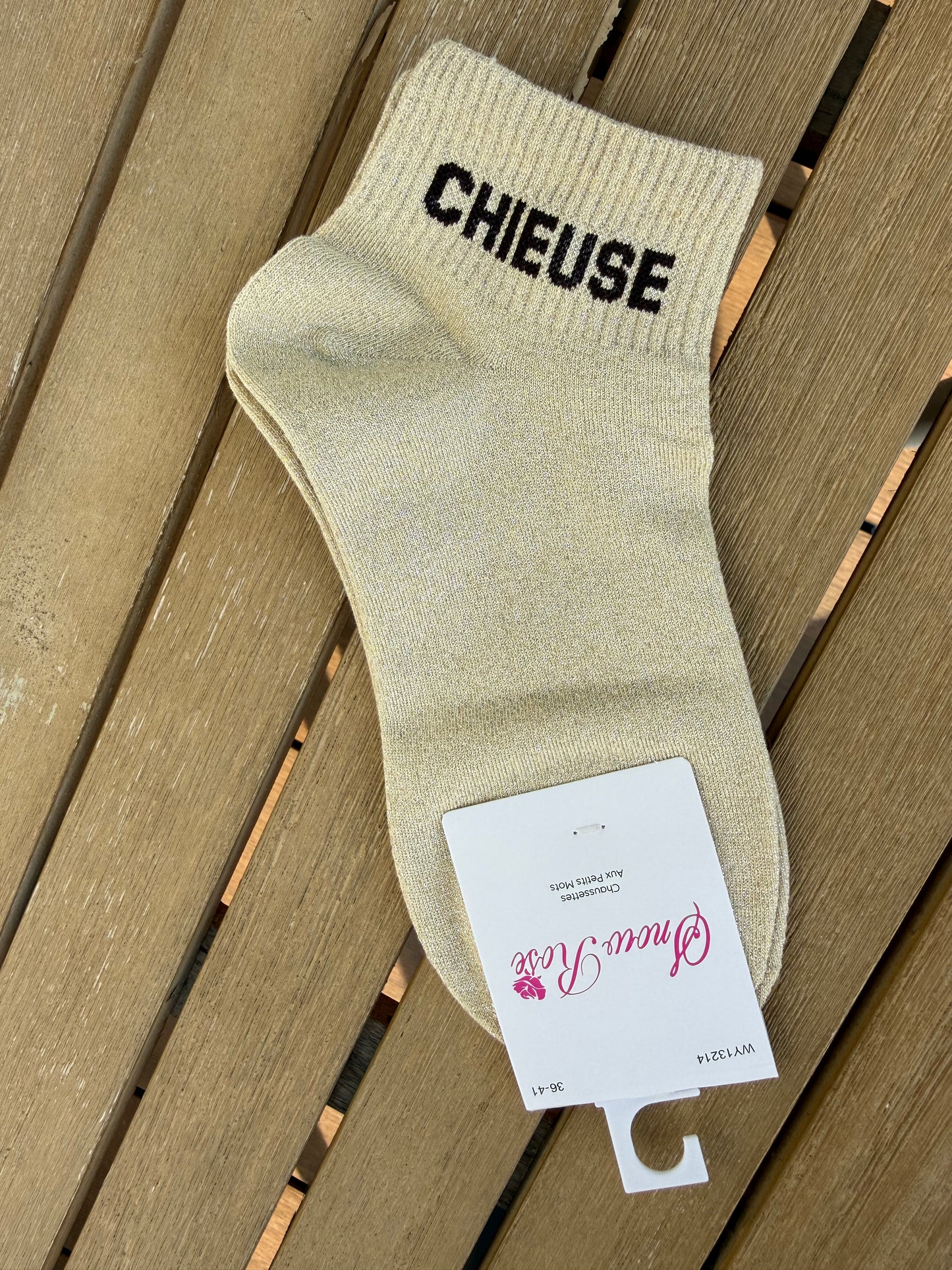 Chaussettes brillantes courtes CHIEUSE Or