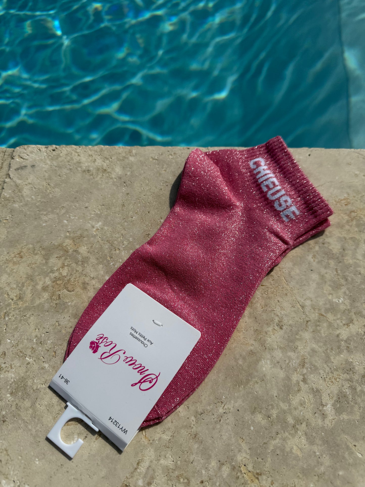 Chaussettes brillantes courtes CHIEUSE Rose