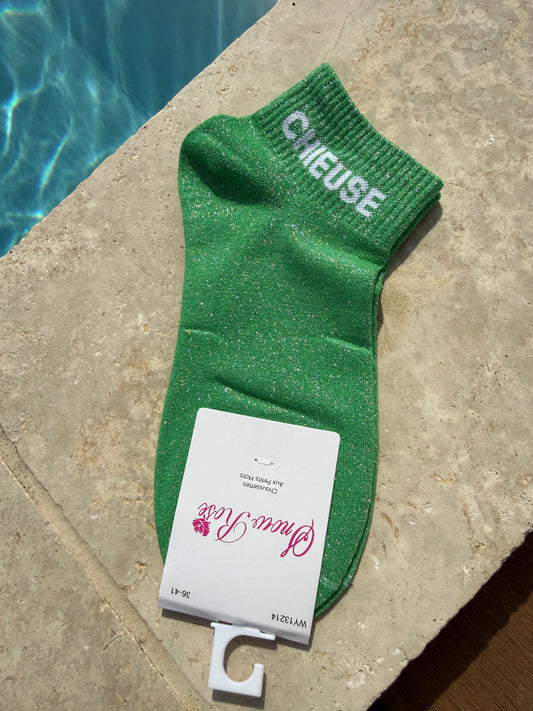 Chaussettes brillantes courtes CHIEUSE vert