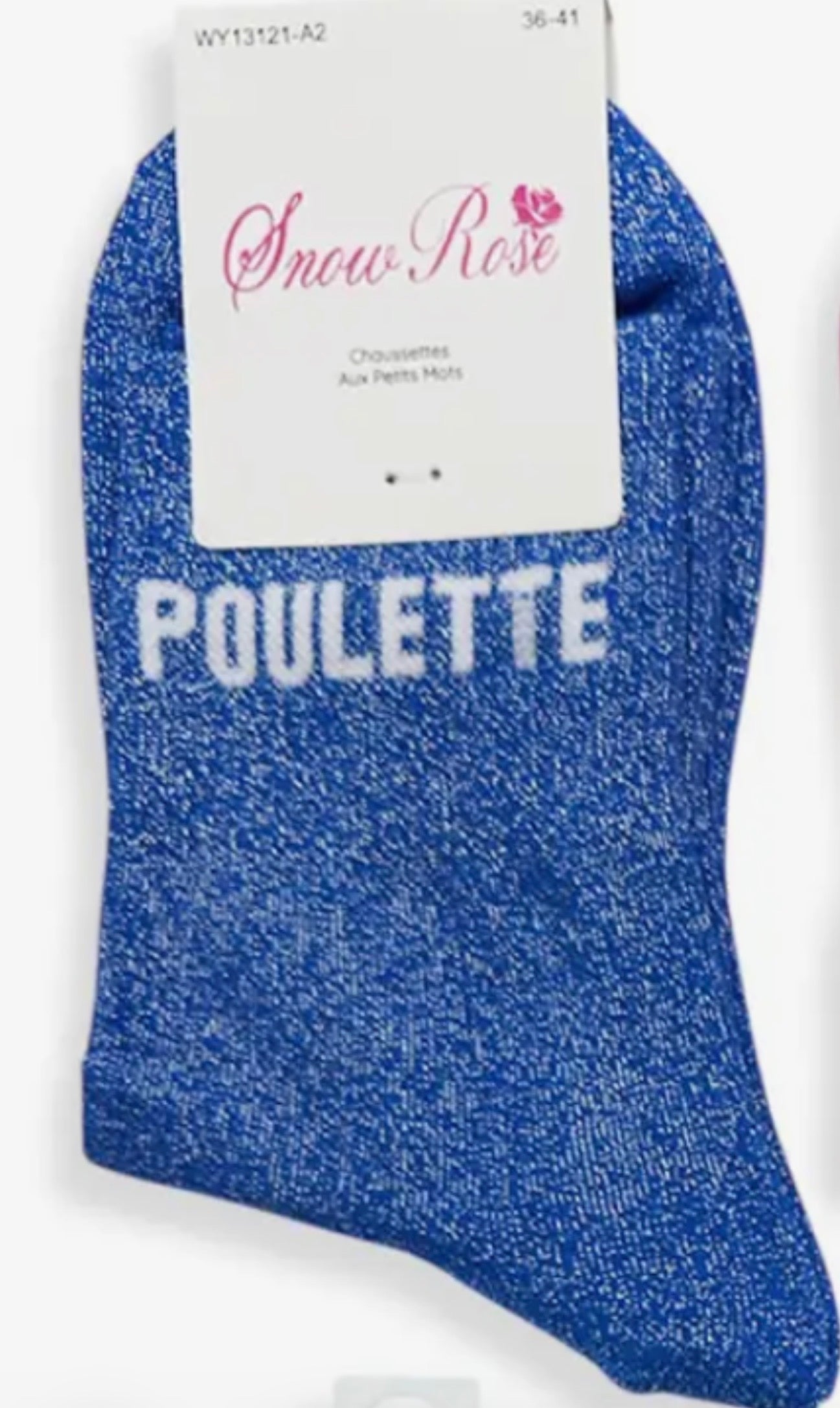 Chaussettes brillantes POULETTE  Bleu roi